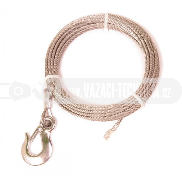 obrázek Nerezové navijákové lano pr.6 mm s hákem 15 m