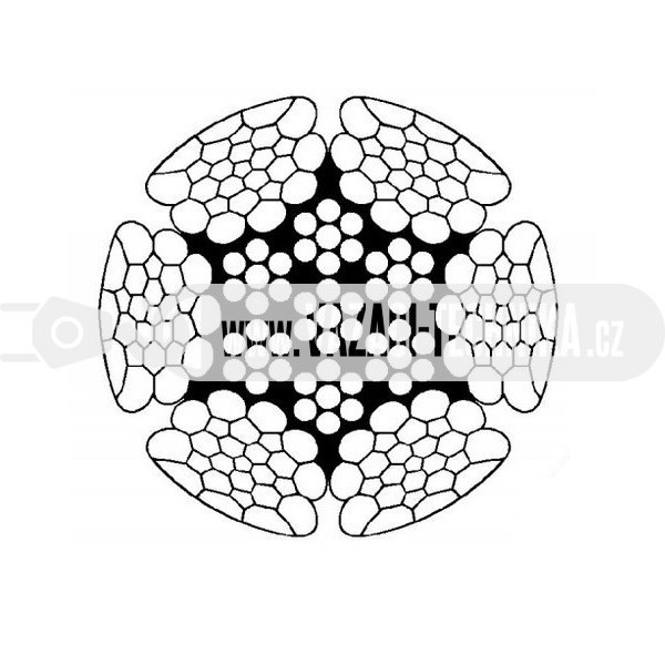 obrázek Válcované ocelové lano 6x26WS- IWRC pr.8 mm 6 m
